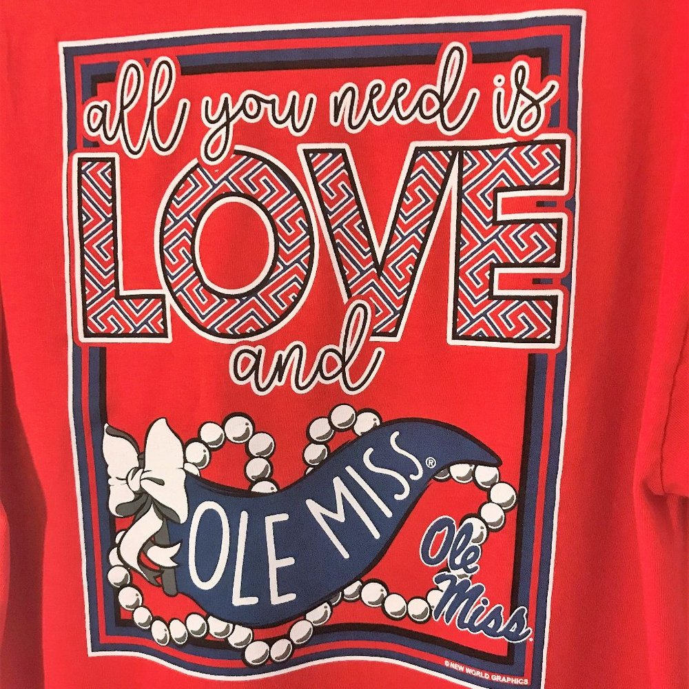 Red Ole Miss T Shirt with Illustration